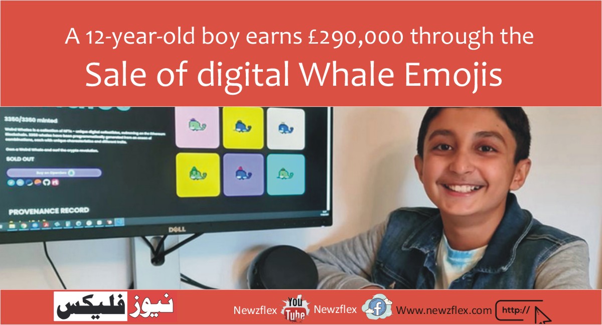 A 12-year-old boy earns £290,000 through the sale of digital Whale Emojis