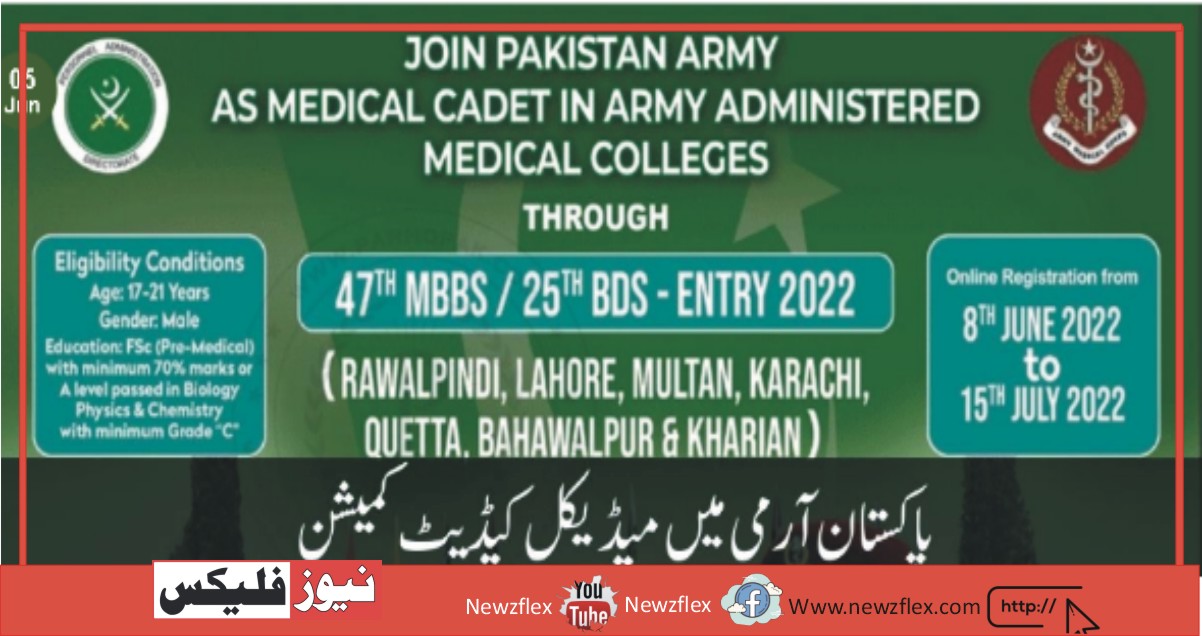 Pak Army as Medical Cadet Rawalpindi Jobs 2022 | Registration Online